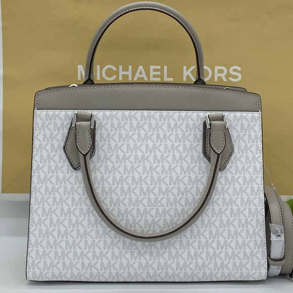 MICHAEL KORS MOTT LARGE SATCHEL BRIGHT WHITE LEATR - Picture 5 of 16